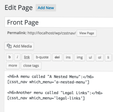 Bearbeiten von Wordpress Nav Menu Walker