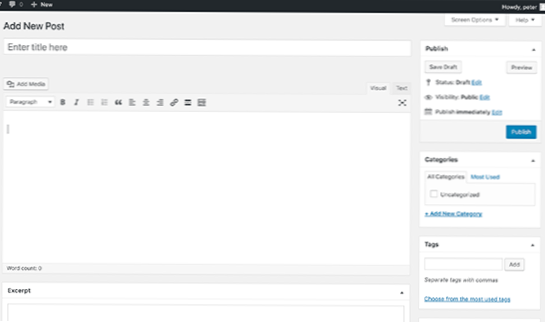 editor account in wordpress for content