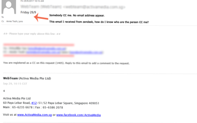 L'indirizzo e-mail non viene visualizzato dove mi aspetto che vada
