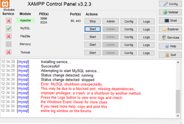 Error MySQL shutdown unexpectedly. XAMPP local conf running WordPress