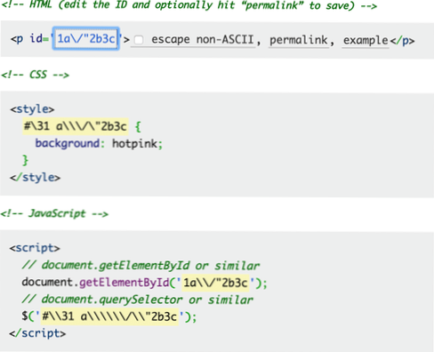 Escaping and Special Characters (e.g.