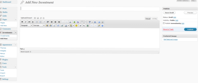 imagine prezentată în tipul de post personalizat (backend)