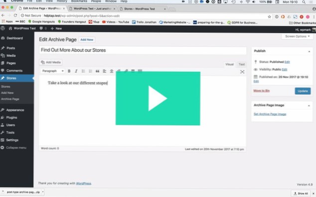 Image en vedette sur la page d'archive en fonction du type de publication
