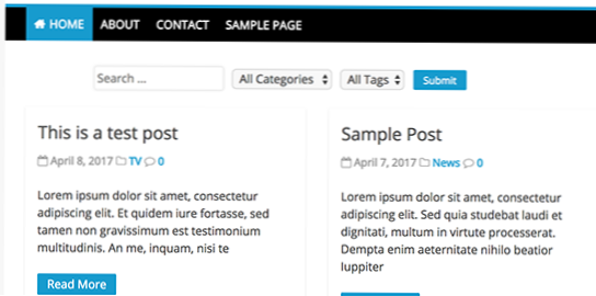 Filtrovatelné příspěvky pomocí kategorií