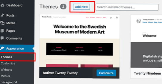 Funksjon for å aktivere WordPress-tema i et plugin