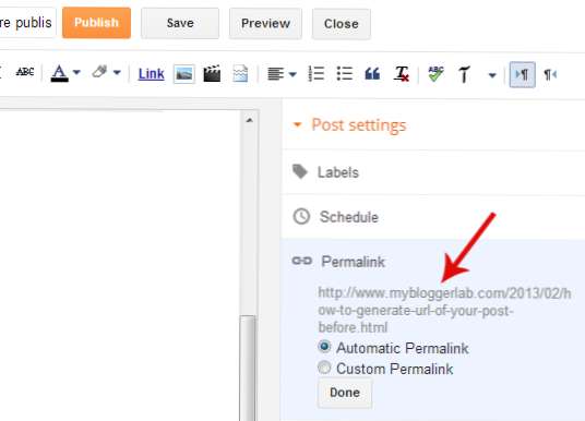 How can I get the permalink of a post before it is published?