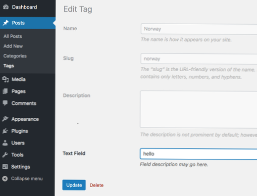 Jak získám termínová data spojená s aktuálním příspěvkem, kde výsledek není zabalen do HTML?
