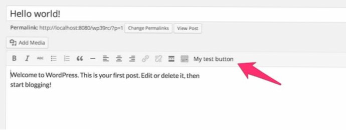 Come aggiungere un pulsante personalizzato in wp_editor