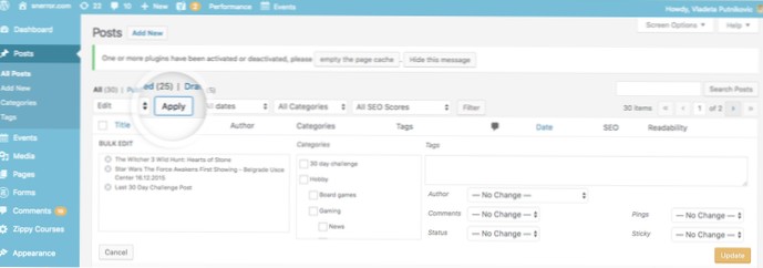 How to bulk update then save images in wordpress posts