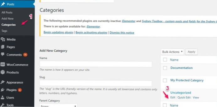 How to disable Uncategorized category URL?