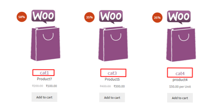How to echo woocommerce category name
