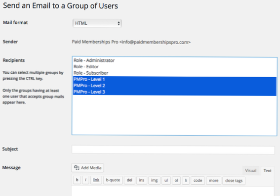 Come ottenere il livello di iscrizione per l'email di un utente specifico specific