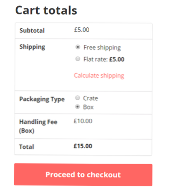 Slik implementerer du håndteringsgebyr som frakt i handlekurven og kassesiden på WooCommerce [lukket]