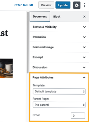How to limit the pages displayed for choosing parent page on page attribute's menu?