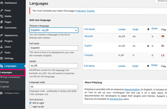 Jak vytvořit blog wordpress ve dvou různých jazycích?