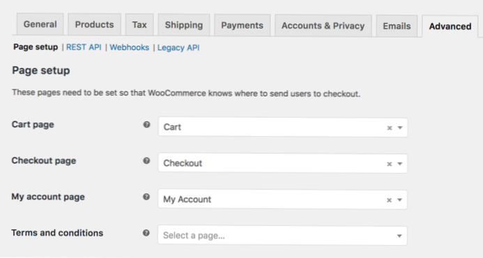 So stellen Sie die Einstellungsseite für das Woocommerce-Plugin ein?