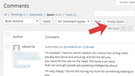 Como remover spam de comentários no WordPress