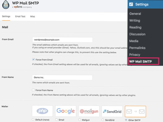 Jak odesílat poštu z Wordpressu, pokud jeden server hostí stránku a jiný e-mail?