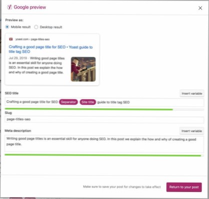 hvordan man indstiller titlen på hver side eller indlæg til SEO