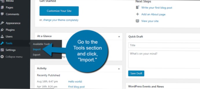 How to transfer all posts, pages and media