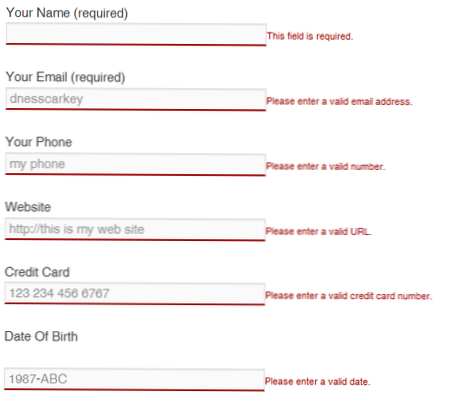 Come convalidare il campo del sito Web nel modulo di contatto 7?