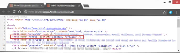 Musím odstranit tento řádek <meta name=robots content=noindex,follow />