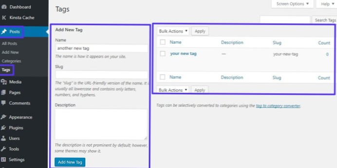 I want to change the word “Tags” in Wordpress to something else, but how?