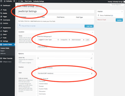 Javascript pro konkrétní stránku wordpress