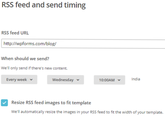 Le flux RSS de Mailchimp fonctionne avec une seule page wordpress?