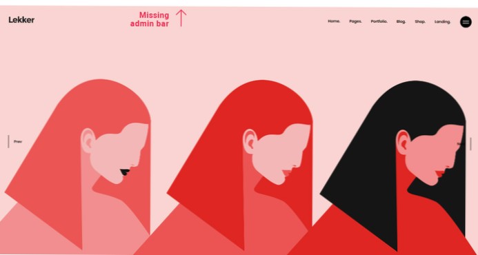 chybí panel administrátora a widget v šabloně