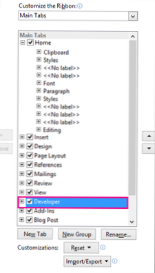 Endre tilgjengelige maler (i rullegardinmeny)