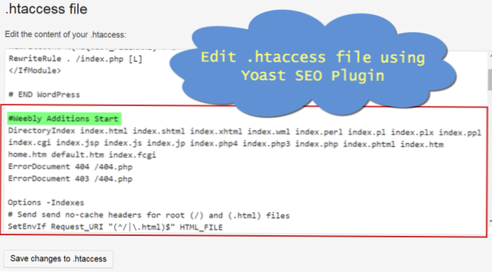 Modifier le WordPress par défaut .htaccess avec un plugin