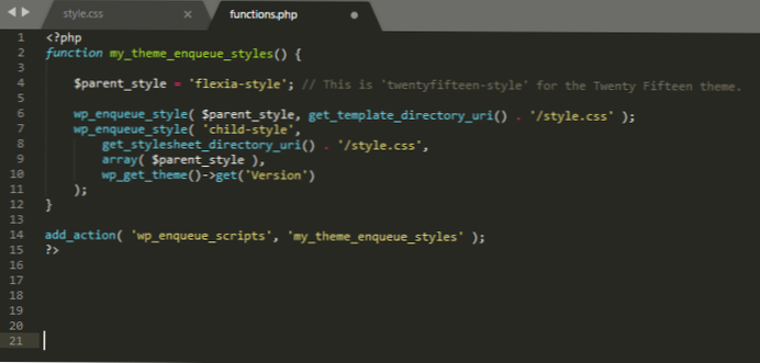 Überschreiben Sie die Konfiguration des übergeordneten Themas in den untergeordneten Funktionen.php