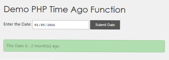 PHP Date display as time ago