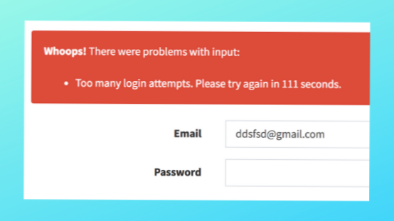 forhindre login efter forkert adgangskode 5 gange