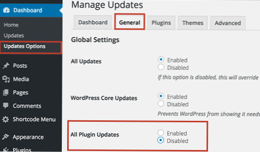 Forhindrer at et plugin oppdateres