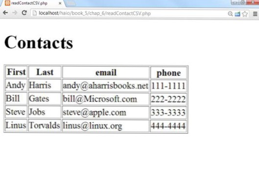 Lire les valeurs CSV et les afficher en PHP
