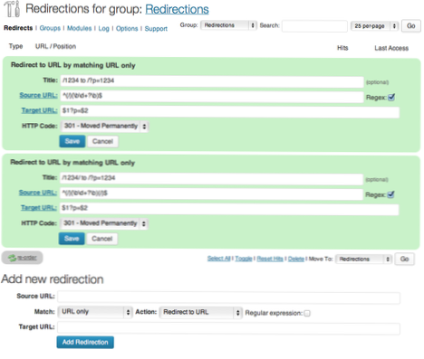 Redirecionar após alteração do link permanente - qual regex devo usar?