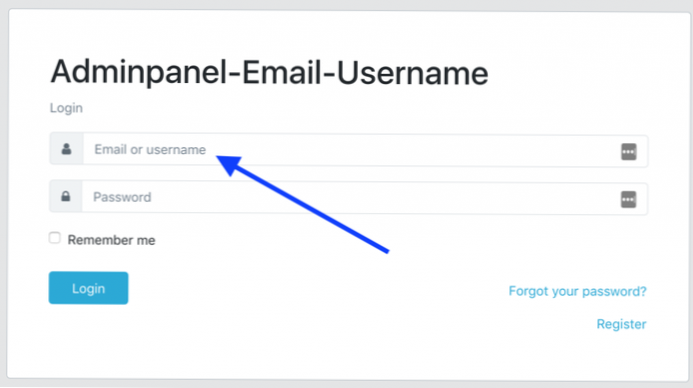 Enregistrer l'e-mail comme nom d'utilisateur