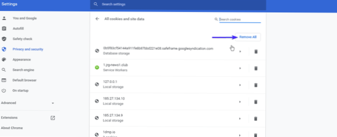 Eliminar cookies de Wordpress Core