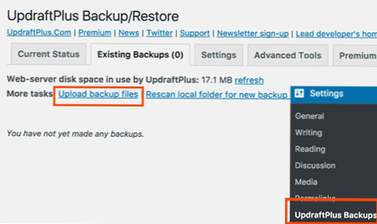 Restoring a Wordpress site