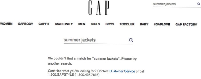 Søket har et spørsmål som ikke gir noen resultater