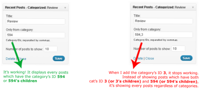 Mostrar publicaciones por categoría el ID de categoría no funciona