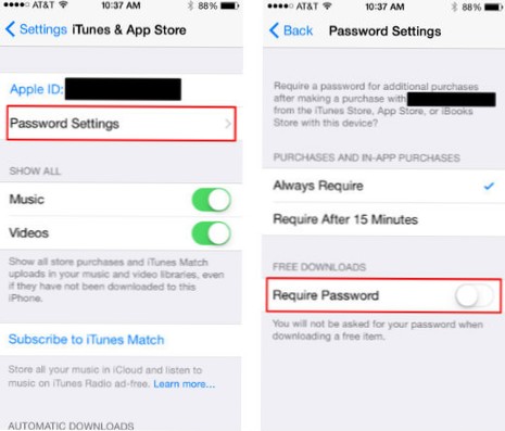 Dezactivați cerința de parolă