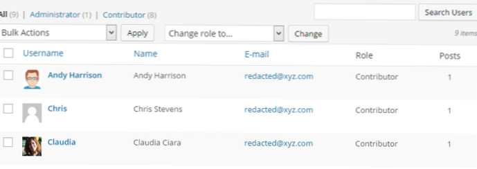 Use the wordpress admin table