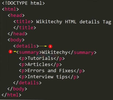 Bruke HTML 5 Detaljer / Sammendrag Tag