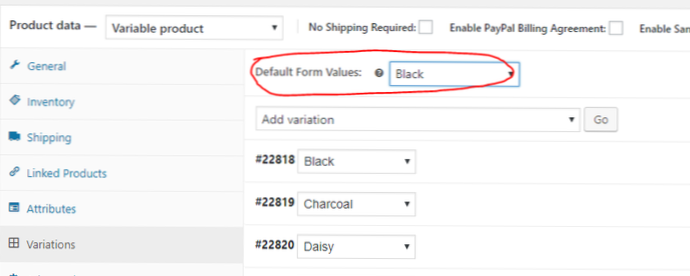 Onde estão os valores de “atributo padrão” localizados no phpMyAdmin no Woocommerce?