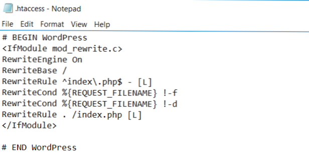 kam přidat přepisovatelné pravidlo přesměrování ve Windows .soubor htaccess?
