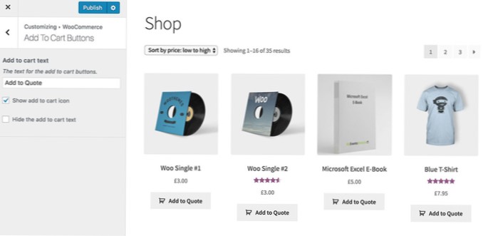 Il pulsante del prodotto della variazione della pagina del negozio Woocommerce viene sostituito con il pulsante Aggiungi al carrello