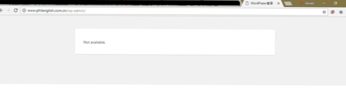 Wordpress Admin está exibindo Não Disponível